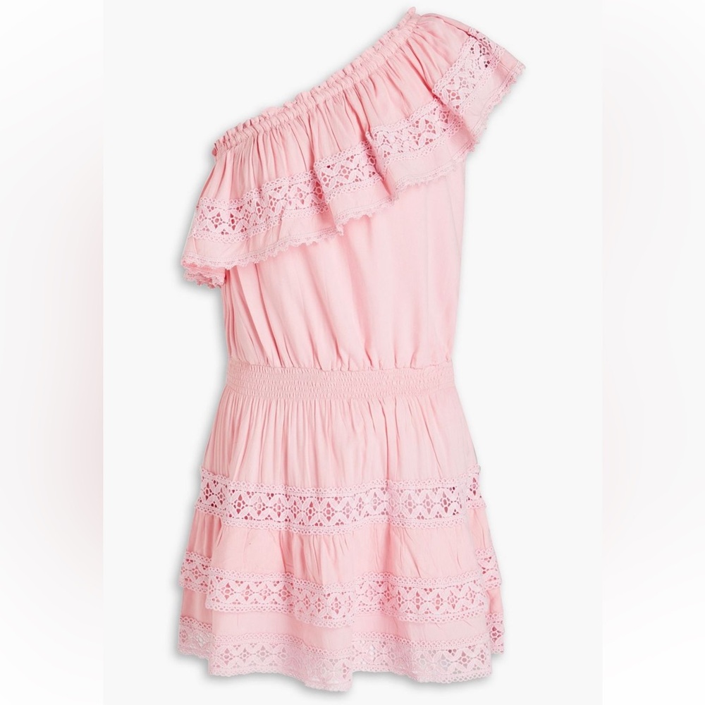 Debbie one-shoulder ruffled voile mini dress